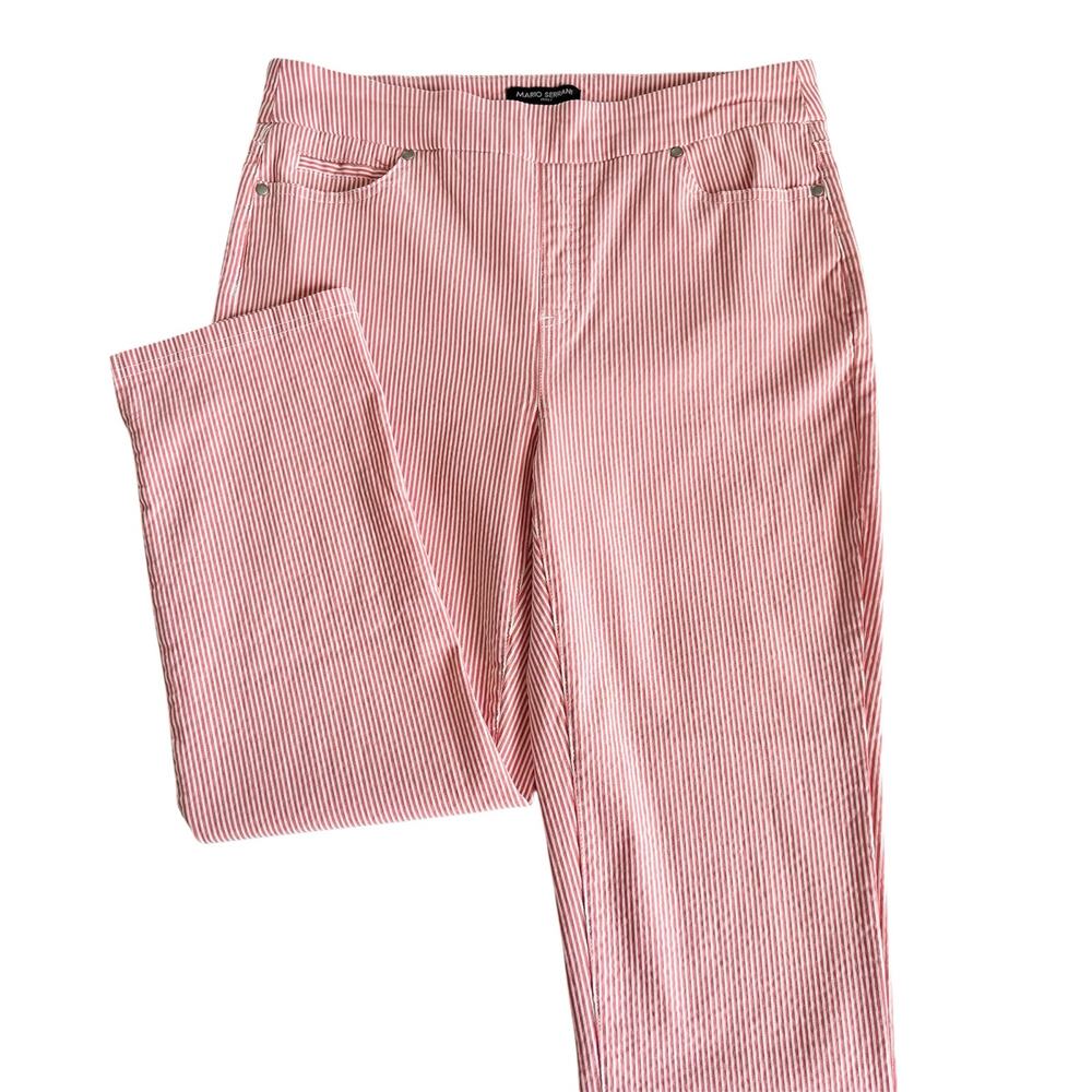 Mario Serrani Striped Comfort Stretch Pull On Pants Women’s Medium Cropped Ankle